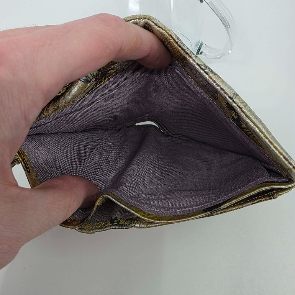 Hobo International Vintage Butterfly Kisslock Wallet Gold Metallic Leather - Picture 10 of 10